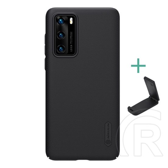 Nillkin Super Frosted Huawei P40 műanyag telefonvédő (gumírozott, érdes felület + asztali tartó) fekete
