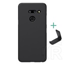 Nillkin Super Frosted LG G8 ThinQ (G820Q) műanyag telefonvédő (gumírozott, érdes felület + asztali tartó) fekete