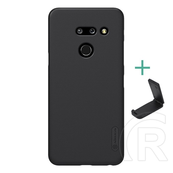 Nillkin Super Frosted LG G8 ThinQ (G820Q) műanyag telefonvédő (gumírozott, érdes felület + asztali tartó) fekete