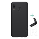 Nillkin Super Frosted Samsung Galaxy A20 (SM-A205F) műanyag telefonvédő (gumírozott, érdes felület + asztali tartó) feke