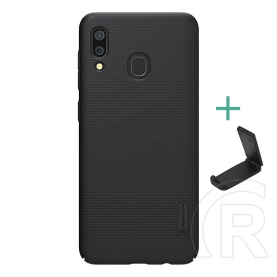 Nillkin Super Frosted Samsung Galaxy A20 (SM-A205F) műanyag telefonvédő (gumírozott, érdes felület + asztali tartó) feke