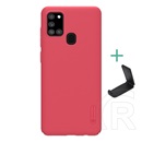 Nillkin Super Frosted Samsung Galaxy A21s (SM-A217F) műanyag védő (gumírozott, érdes felület + asztali tartó) piros