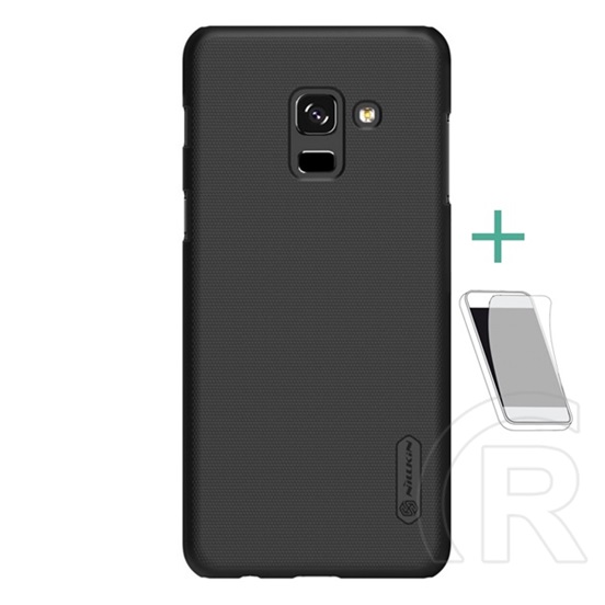 Nillkin Super Frosted Samsung Galaxy A8 Plus (2018) SM-A730F műanyag védő (gumírozott, képernyővédő fólia) fekete