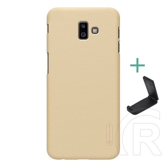 Nillkin Super Frosted Samsung Galaxy J6 Plus (SM-J610F) műanyag védő (gumírozott, érdes felület + asztali tartó) arany