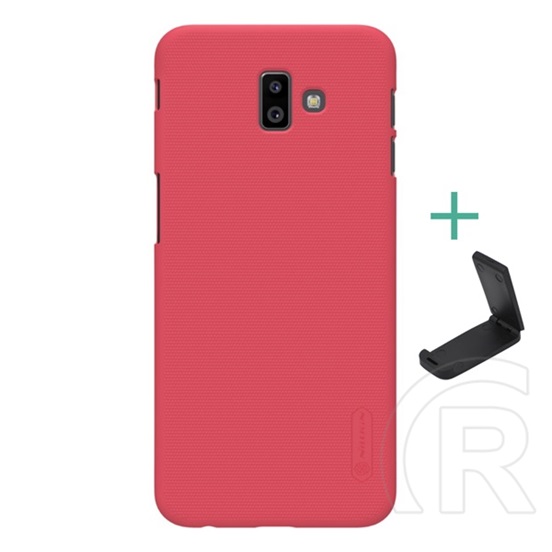 Nillkin Super Frosted Samsung Galaxy J6 Plus (SM-J610F) műanyag védő (gumírozott, érdes felület + asztali tartó) piros