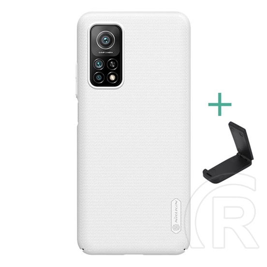 Nillkin Super Frosted Xiaomi Mi 10T Pro 5G műanyag telefonvédő (gumírozott, érdes felület + asztali tartó) fehér