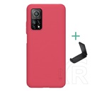 Nillkin Super Frosted Xiaomi Mi 10T Pro 5G műanyag telefonvédő (gumírozott, érdes felület + asztali tartó) piros