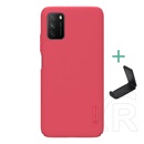 Nillkin Super Frosted Xiaomi Redmi 9T műanyag telefonvédő (gumírozott, érdes felület + asztali tartó) piros