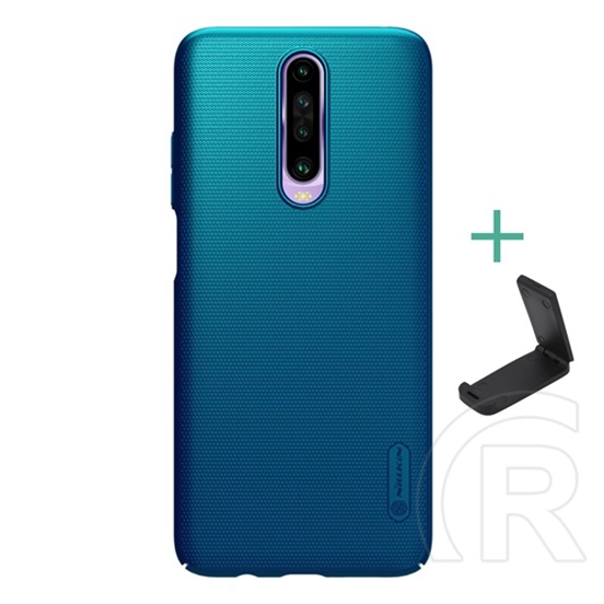 Nillkin Super Frosted Xiaomi Redmi K30 / K30 5G műanyag telefonvédő (gumírozott, érdes felület + asztali tartó) sötétkék