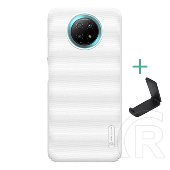 Nillkin Super Frosted Xiaomi Redmi Note 9 5G műanyag telefonvédő (gumírozott, érdes felület + asztali tartó) fehér