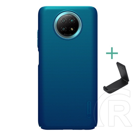 Nillkin Super Frosted Xiaomi Redmi Note 9 5G műanyag telefonvédő (gumírozott, érdes felület + asztali tartó) sötétkék