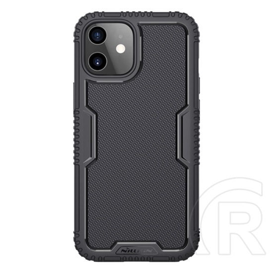 Nillkin TACTICS Apple iPhone 12 mini szilikon telefonvédő (műanyag belső, közepesen ütésálló, rács minta) fekete