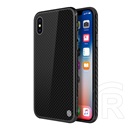 Nillkin TEMPERED PLAID telefonvédő Apple iPhone XS 5.8 szilikon keret (BUMPER, edzett üveg hátlap, négyzet minta) fekete