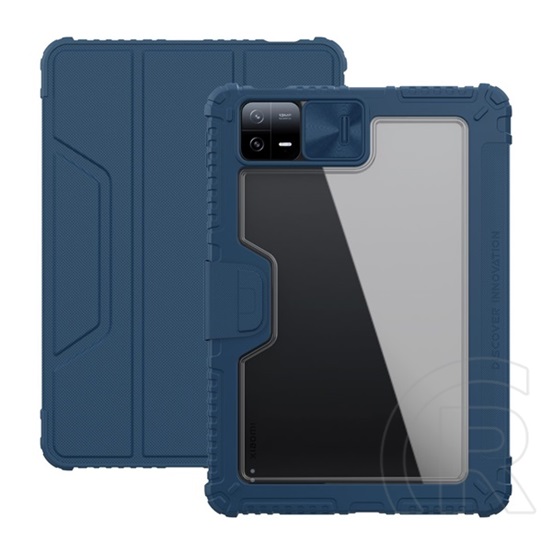 Nillkin Xiaomi Pad 6 bumper pro védő (aktív flip, szilikon keret, közepesen ütésálló, asztali tartó funkció) sötétkék