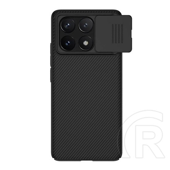 Nillkin Xiaomi Poco X6 Pro 5G camshield műanyag telefonvédő (szilikon keret, ütésállóság, kameravédő, csíkos) fekete