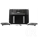 Ninja Foodi MAX AF451EU Dual Zone forrólevegős sütő (9,5 l, 2470 W, 2x4,75 l kosár, digitális maghőmérő, 40–240 °C, feke
