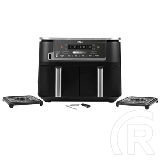 Ninja Foodi MAX AF451EU Dual Zone forrólevegős sütő (9,5 l, 2470 W, 2x4,75 l kosár, digitális maghőmérő, 40–240 °C, feke