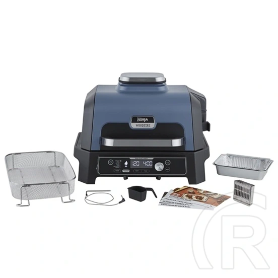Ninja Woodfire Pro Connect XL elektromos grill és füstölő (1700 W, 7 funkció, 40-260 °C, beépített hőmérő, kék/fekete)