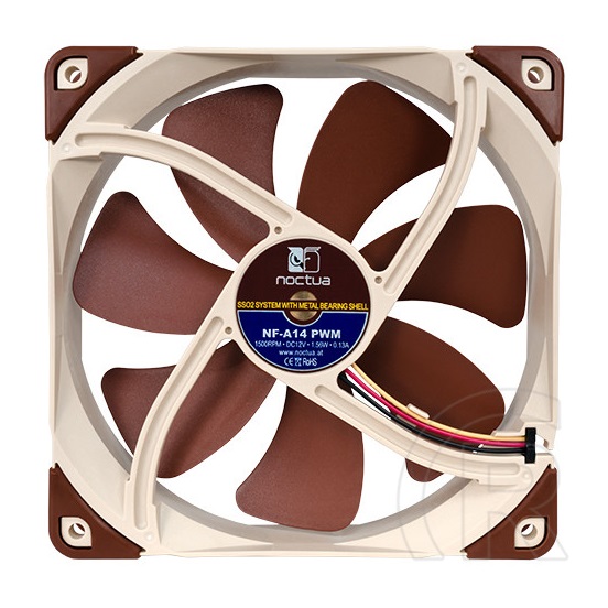 Noctua NF-A14-PWM hűtő ventilátor (140 mm, 300-1500 rpm, 24,6 dB)