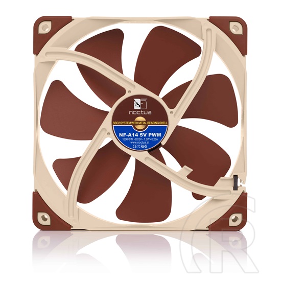 Noctua NF-A14 5V PWM Hűtő ventilátor (140 mm, 300-1500 rpm, 10,2 dB - 24,6 dB)