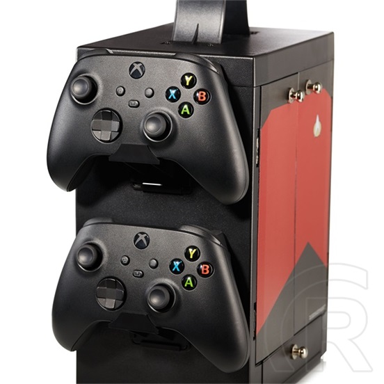 Numskull Star Trek játéktartó állvány (PS5/Xbox Series, szekrényes, 10 játék, 4 kontroller, fejhallgató tartó, piros)