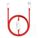 Oneplus supervooc adatkábel 2in1 (usb - type-c, 67w, 8a, gyorstöltő, törésgátló, Oneplus watch töltő, 120cm) piros