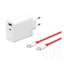 Oneplus supervooc hálózati töltő usb+type-c aljzat (120w, pd gyorstöltő + type-c kábel) fehér