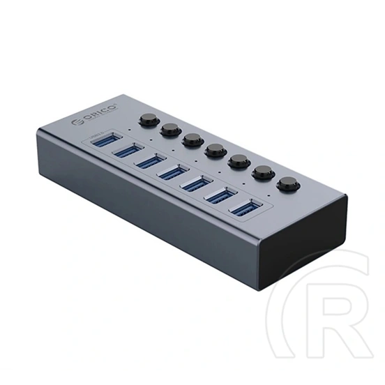 Orico bt2u3-7ab type-c hub 7in1 (elosztó, 7 usb aljzat, 2a, 100cm) világosszürke