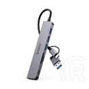 Orico usb+type-c hub 8in2 (elosztó, 4 usb+type-c+3.5mm jack+2 tf/sd kártya aljzat, 30cm) sötétszürke