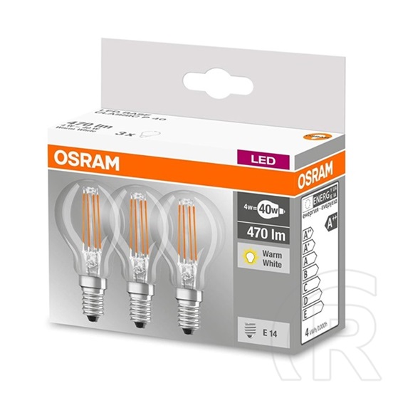 Osram Base Filament LED kisgömb izzó 4 W 470 lm E14 (meleg fehér) 3 db