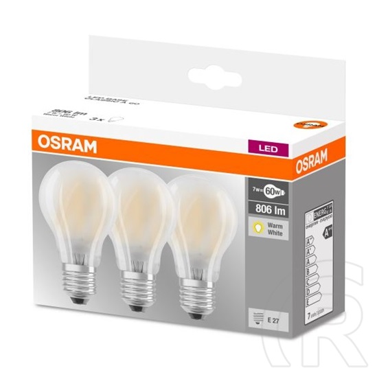 Osram Base LED körte izzó 7 W 806 lm E27 (meleg fehér) 3 db