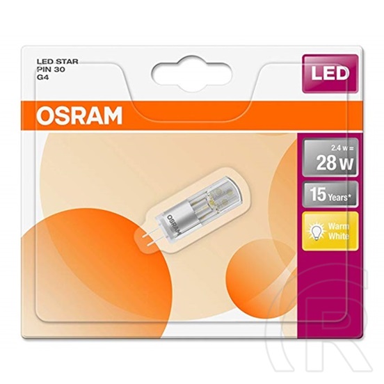 Osram Star 2,4 W/827 30 G4 300 lumen LED átlátszó kapszula izzó