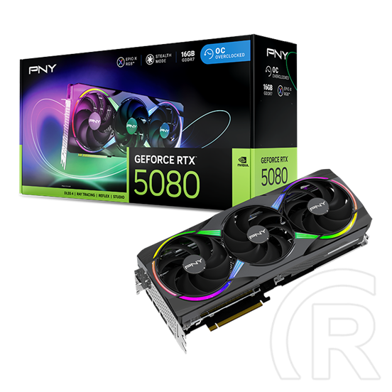 PNY GeForce RTX5080 ARGB EPIC-X Overclocked Triple Fan VGA (PCIE, 16 GB GDDR7, 256 bit, 3xDP+HDMI)