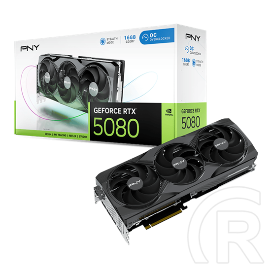 PNY GeForce RTX 5080 Triple Fan OC VGA (PCIE, 16 GB GDDR7, 256 bit, 3xDP+HDMI)