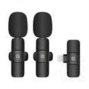PULUZ bluetooth mikrofon 2db (lightning, lavalier csíptethető, zajszűrő, töltőtok, fekete)