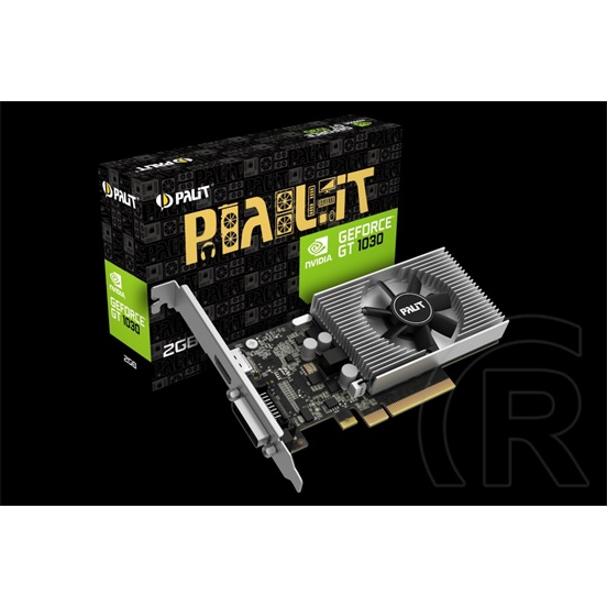 Palit GeForce GT 1030 VGA (PCIe 3.0, 2 GB DDR4, 64 bit. HDMI+DVI, aktív hűtő)