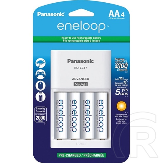 Panasonic BQ-CC17 akkutöltő + 4 db 1900 mAh Eneloop AA akkumulátor