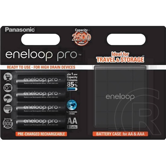 Panasonic Eneloop Pro ceruza akkumulátor (4 db, 2500 mAh, Ni-MH, AA)