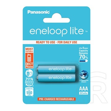 Panasonic Eneloop Lite ceruza akkumulátor (2 db, 550 mAh, Ni-MH, AAA)