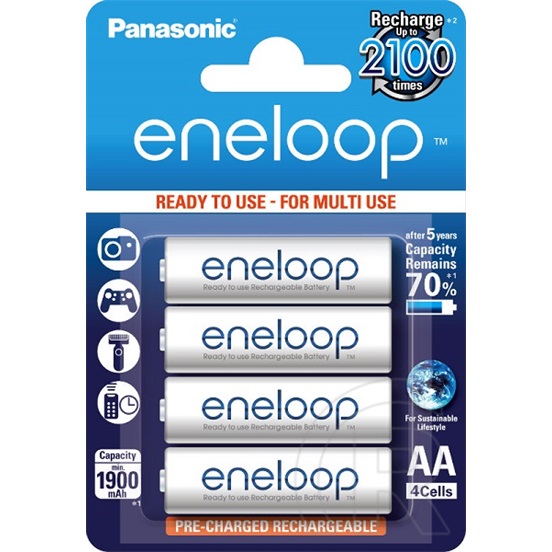 Panasonic Eneloop ceruza akkumulátor (4 db, 1900 mAh, Ni-MH, AA)
