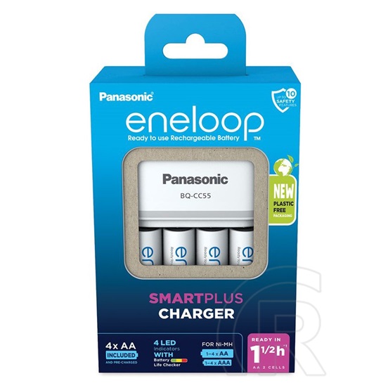 Panasonic eneloop K-KJ55MCD40E akkutöltő + akkumulátor (4 db , 2000 mAh, AA)