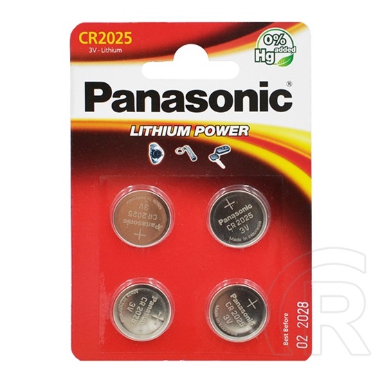 Panasonic gombelem (cr2025, 3v, lítium) 4db / csomag