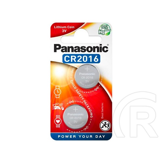 Panasonic lítium gombelem (2 db, 3V, CR2016)
