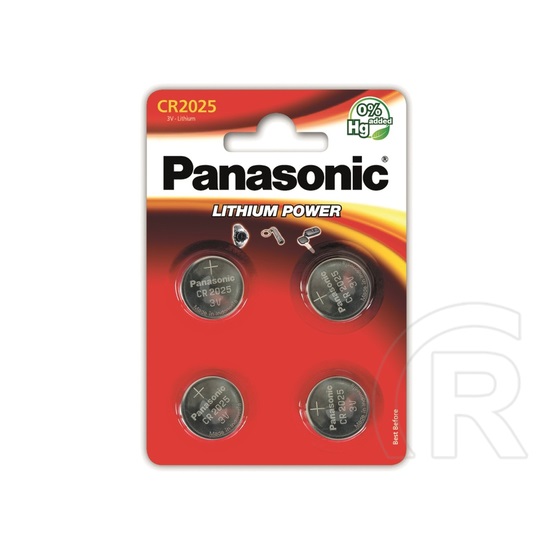 Panasonic lítium gombelem (4 db, 3V, CR2025)