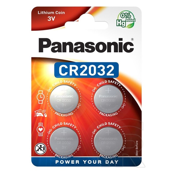 Panasonic CR2032 lítium gombelem (4 db / csomag)