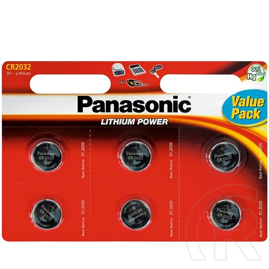 Panasonic CR2032 lítium gombelem (6 db / csomag)