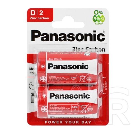 Panasonic tartós elem (d/góliát, r20, 1.5v, cink-mangán) 2db / csomag