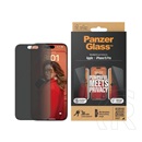 Panzerglass Apple iPhone 15 Pro privacy ultra-wide fit képernyővédő üveg (3d, betekintés védelem + segédkeret) fekete