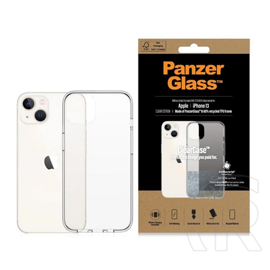 Panzerglass Apple iPhone 15  clearcase szilikon telefonvédő (ütésállóság, üveg hátlap, antibakteriális) átlátszó