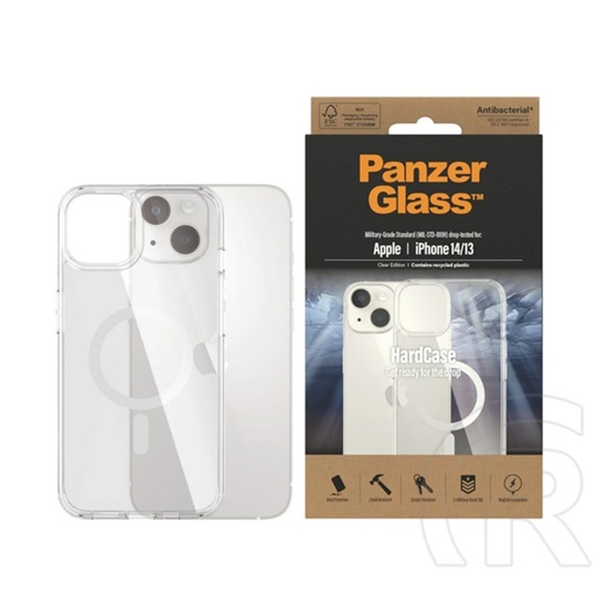 Panzerglass Apple iPhone 15  hardcase szilikon telefonvédő (ütésállóság, kameravédő, antibakteriális, magsafe) átlátszó